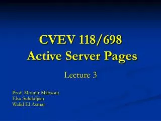 CVEV 118/698 Active Server Pages