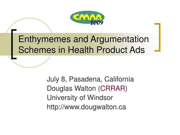 enthymemes and argumentation schemes in health product ads