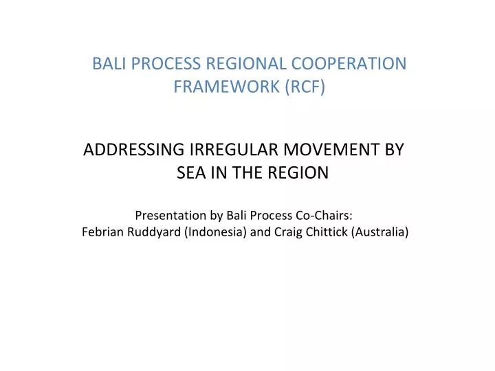 bali process regional cooperation framework rcf