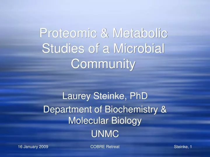 proteomic metabolic studies of a microbial community