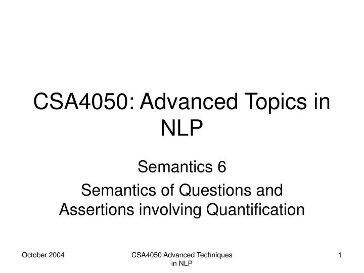 csa4050 advanced topics in nlp