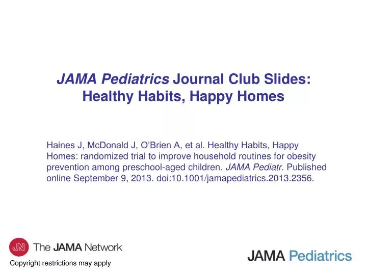 jama pediatrics journal club slides healthy habits happy homes