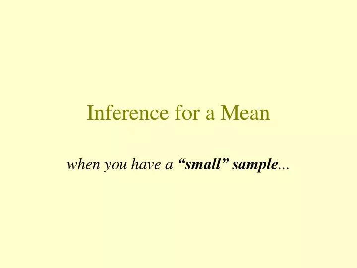 inference for a mean