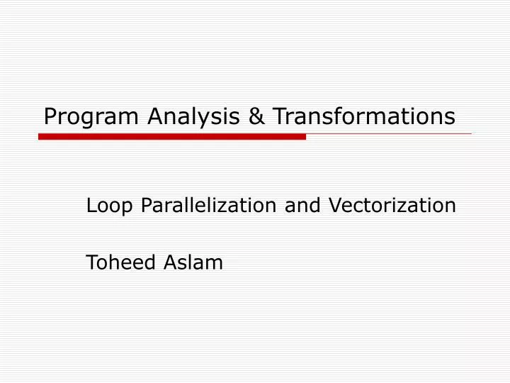 program analysis transformations