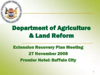 Department of Agriculture &amp; Land Reform