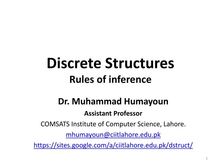 discrete structures rules of inference