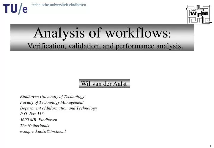 analysis of workflows verification validation and performance analysis
