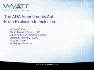 The ADA Amendments Act: From Exclusion to Inclusion