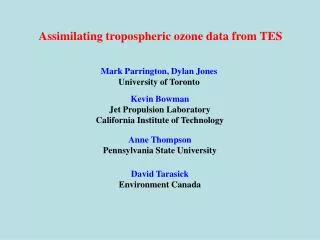 Assimilating tropospheric ozone data from TES