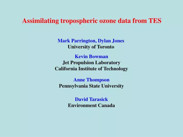 assimilating tropospheric ozone data from tes
