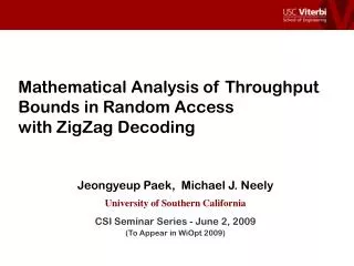 Mathematical Analysis of Throughput Bounds in Random Access with ZigZag Decoding