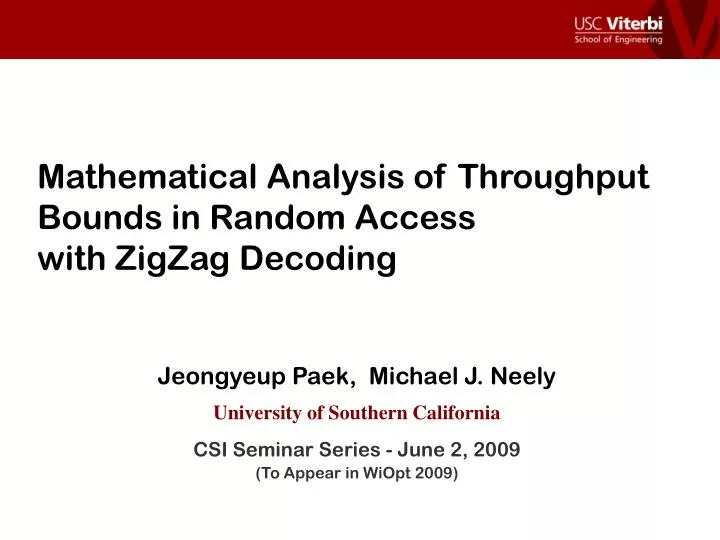 mathematical analysis of throughput bounds in random access with zigzag decoding