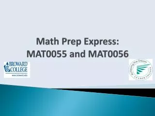 Math Prep Express: MAT0055 and MAT0056