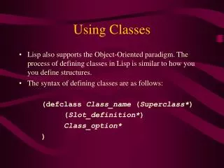Using Classes