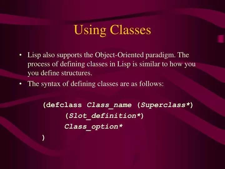 using classes