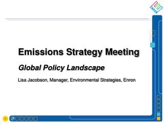 Emissions Strategy Meeting Global Policy Landscape