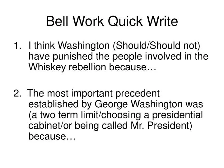 bell work quick write