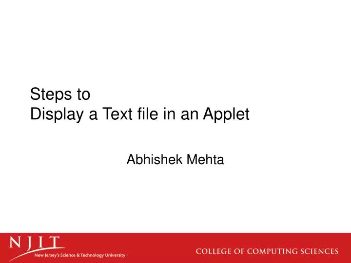 steps to display a text file in an applet
