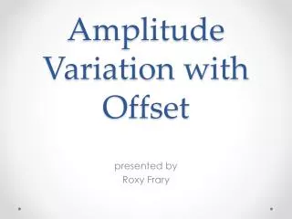 Amplitude Variation with Offset