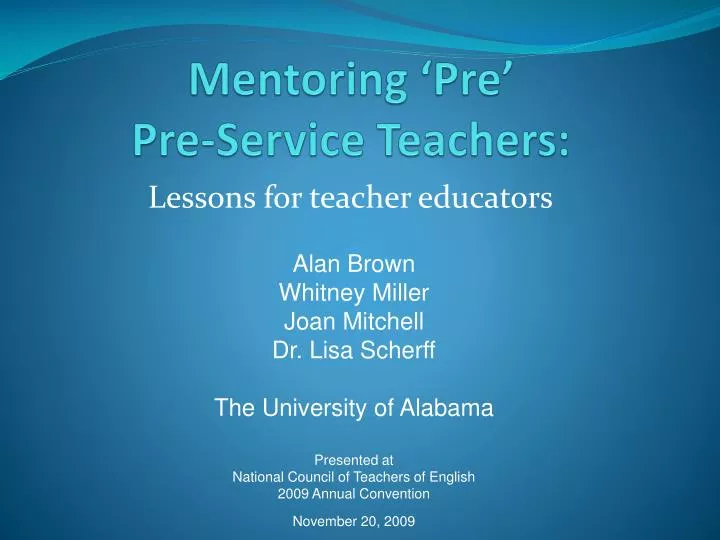 mentoring pre pre service teachers