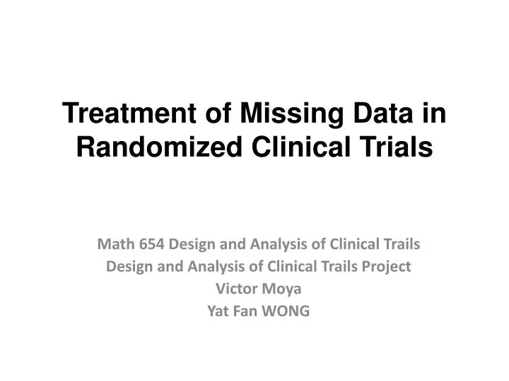 treatment of missing data in randomized clinical trials
