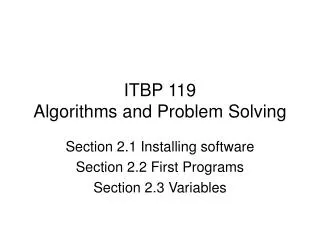 ITBP 119 Algorithms and Problem Solving