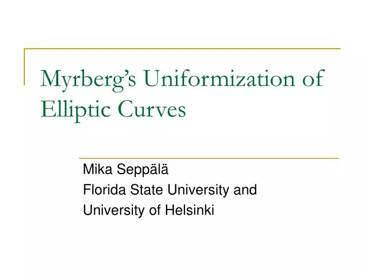 myrberg s uniformization of elliptic curves