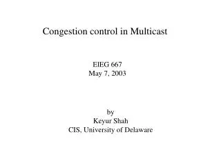 Congestion control in Multicast