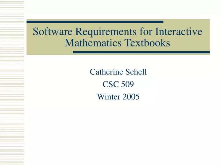 software requirements for interactive mathematics textbooks