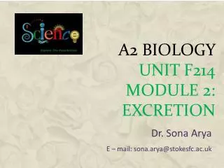 A2 Biology Unit F214 Module 2: EXCRETION
