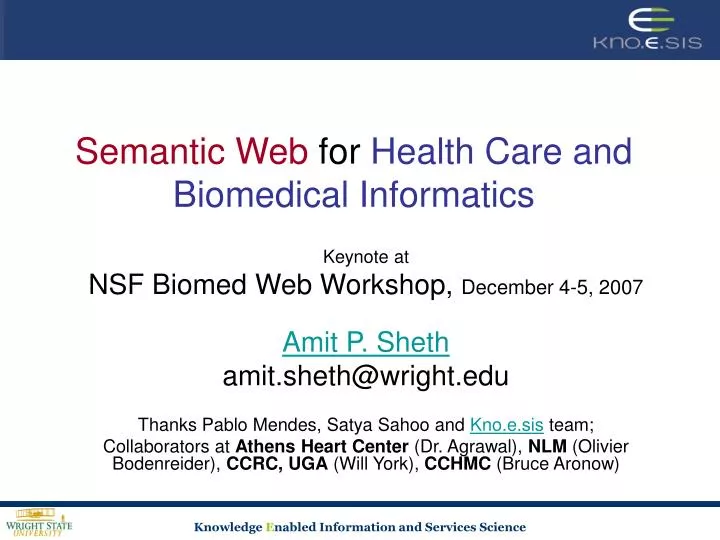 semantic web for health care and biomedical informatics