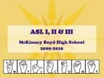 ASL I, II &amp; III