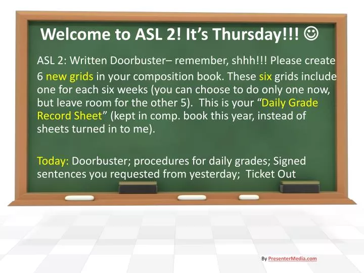 welcome to asl 2 it s thursday