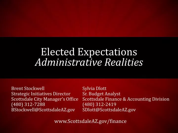 elected expectations administrative realities