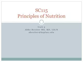 SC115 Principles of Nutrition