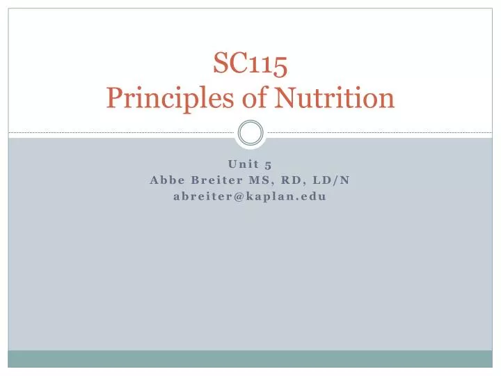 sc115 principles of nutrition