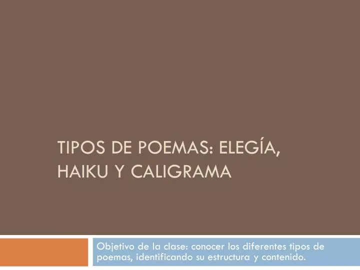 tipos de poemas eleg a haiku y caligrama