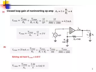 Closed loop gain of noninverting op amp