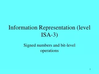 Information Representation (level ISA-3)
