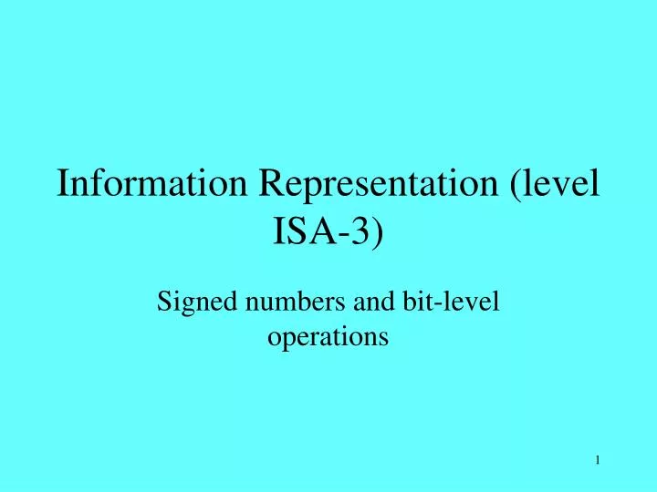 information representation level isa 3