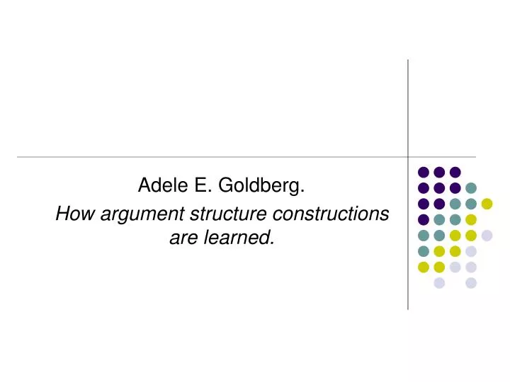 adele e goldberg how argument structure constructions are learned