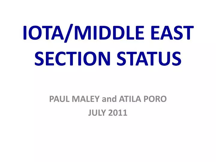 iota middle east section status