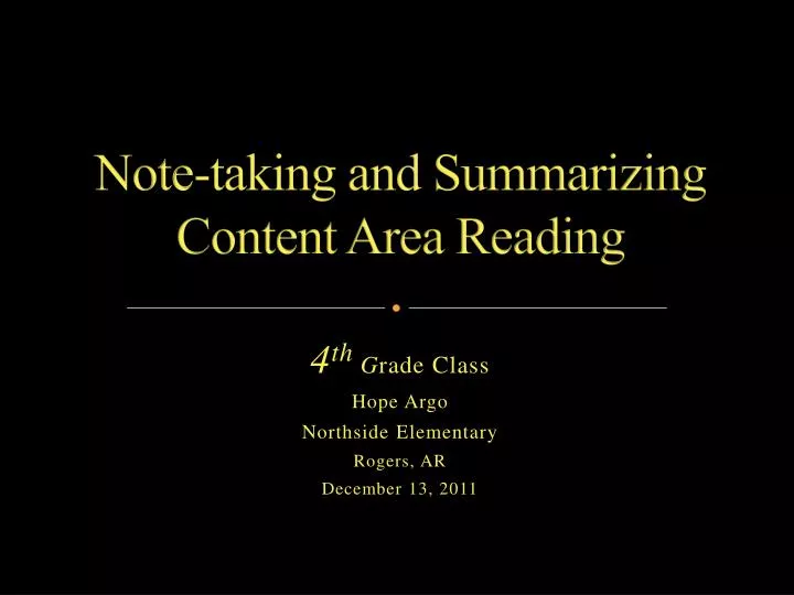 note taking and summarizing content area reading