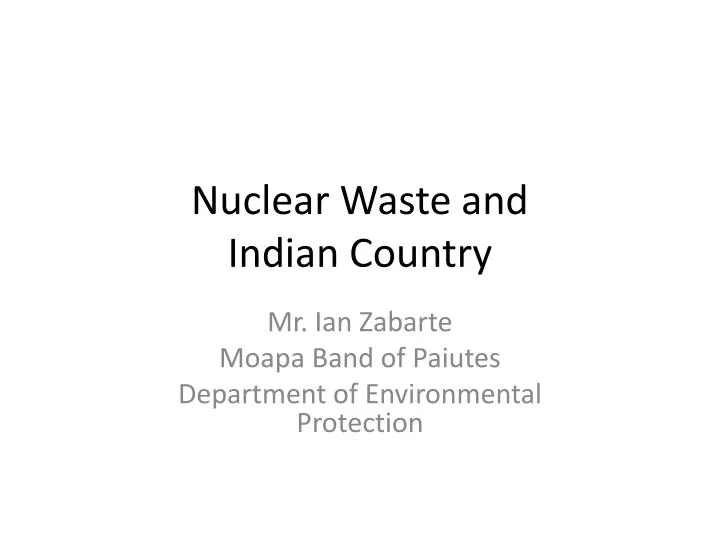 nuclear waste and indian country