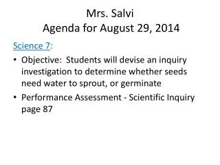 Mrs. Salvi Agenda for August 29, 2014