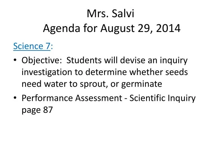 mrs salvi agenda for august 29 2014