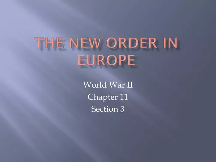 the new order in europe