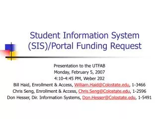 Student Information System (SIS)/Portal Funding Request