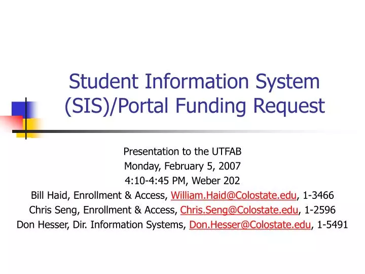 student information system sis portal funding request