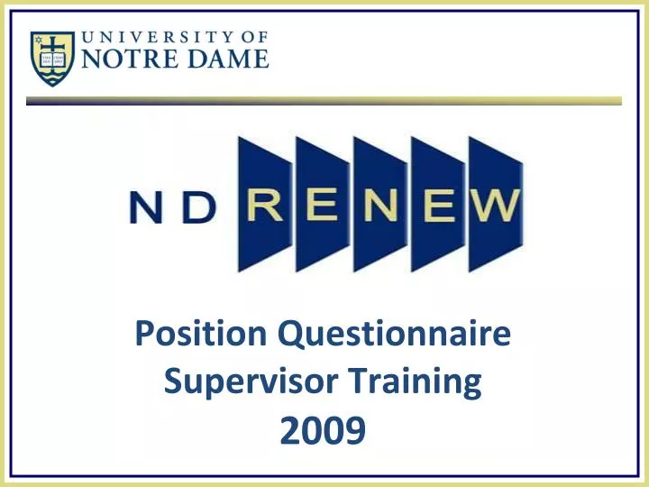 position questionnaire supervisor training 2009